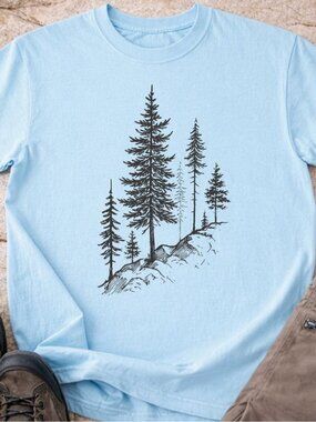 Pine Tree Forest T-Shirt 🌲⛰️ | Mountain Hiking Camping Nature Tee